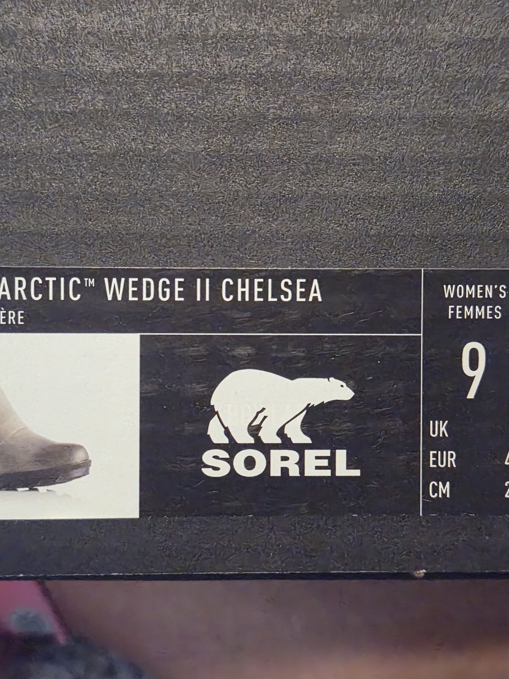 Sorel Arctic Wedge II Chelsea Women's Black and White Logo Box